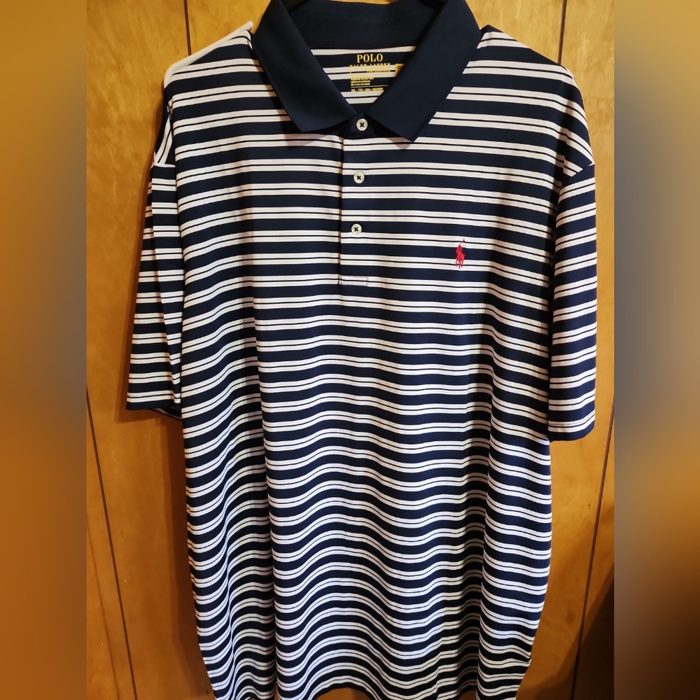 NWOT Polo by Ralph Lauren Men's Polo Shirt Size XXL Navy Stripe